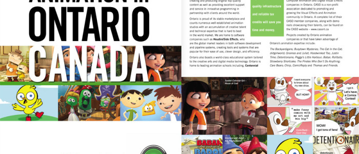 Animation in Ontario brochure featuring Giant Step's ComicReply platform